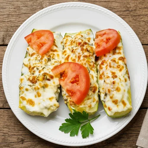 Запечени тиквички със сирене и извара